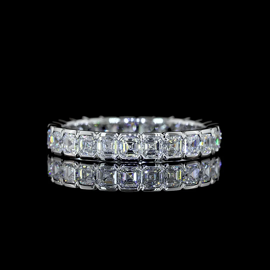1.98 Cts 14k White Gold Asscher Shape Eternity Band Eternity Band - Video