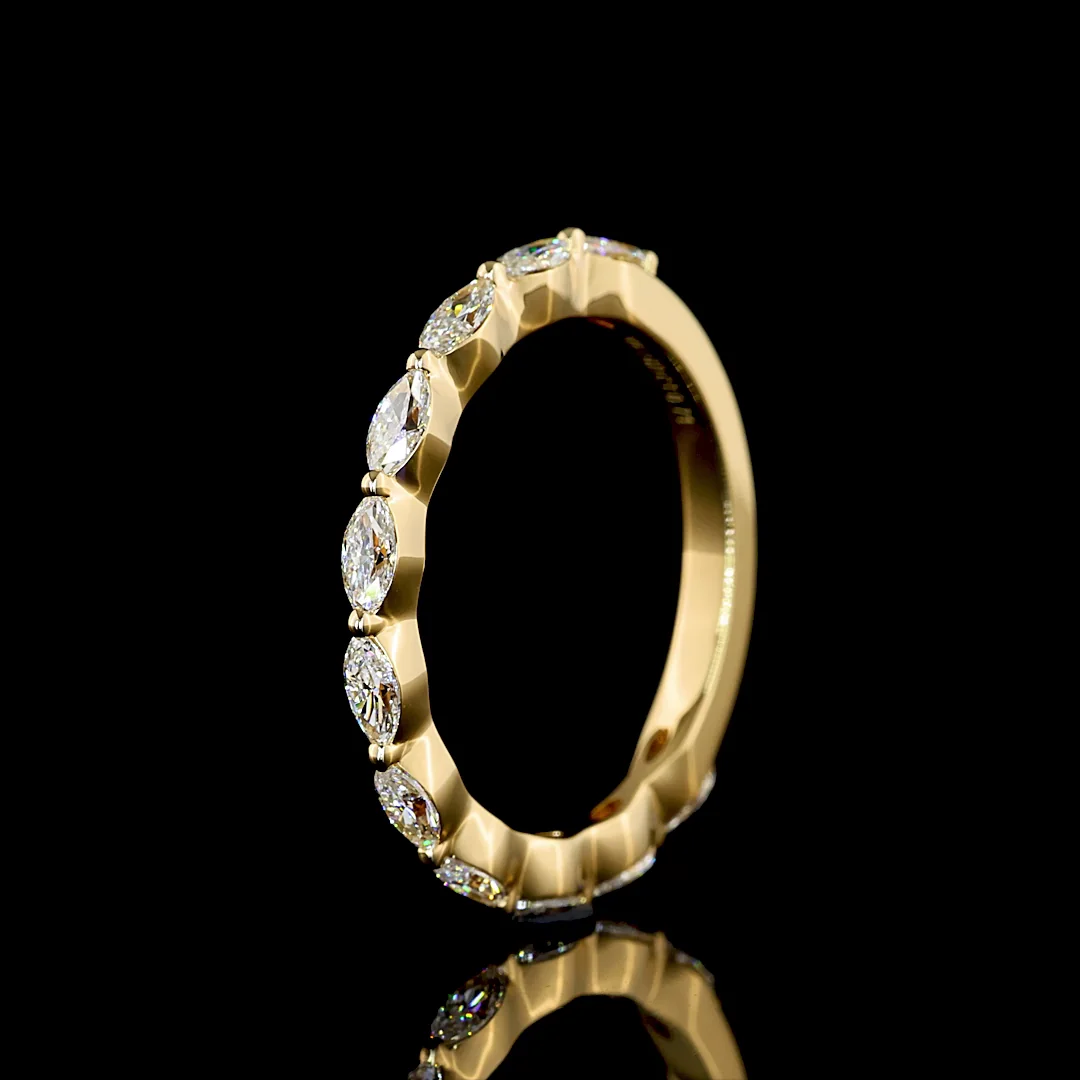 0.71 Cts 18k Yellow Gold Marquise Shape 3/4 Band Eternity Band - Image 4