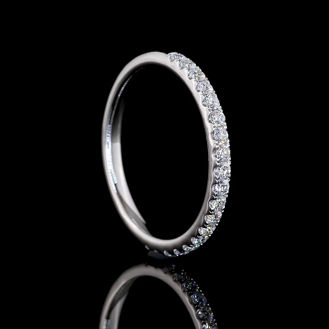 0.34 Cts 14k White Gold Round Shape Half Eternity Eternity Band - Image 2