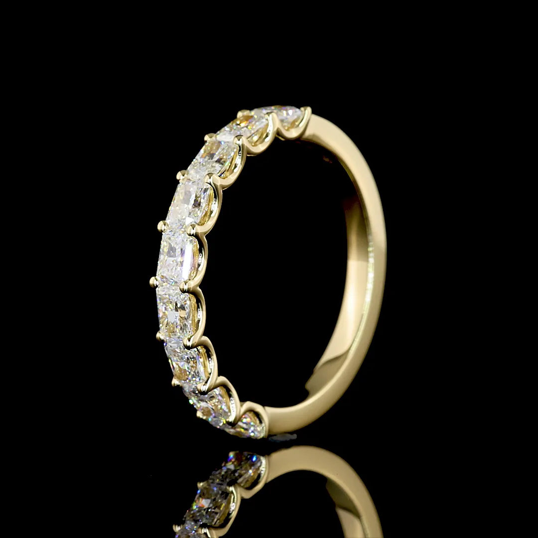 1.07 Cts 14k Yellow Gold Radiant Shape Half Eternity Eternity Band - Image 4