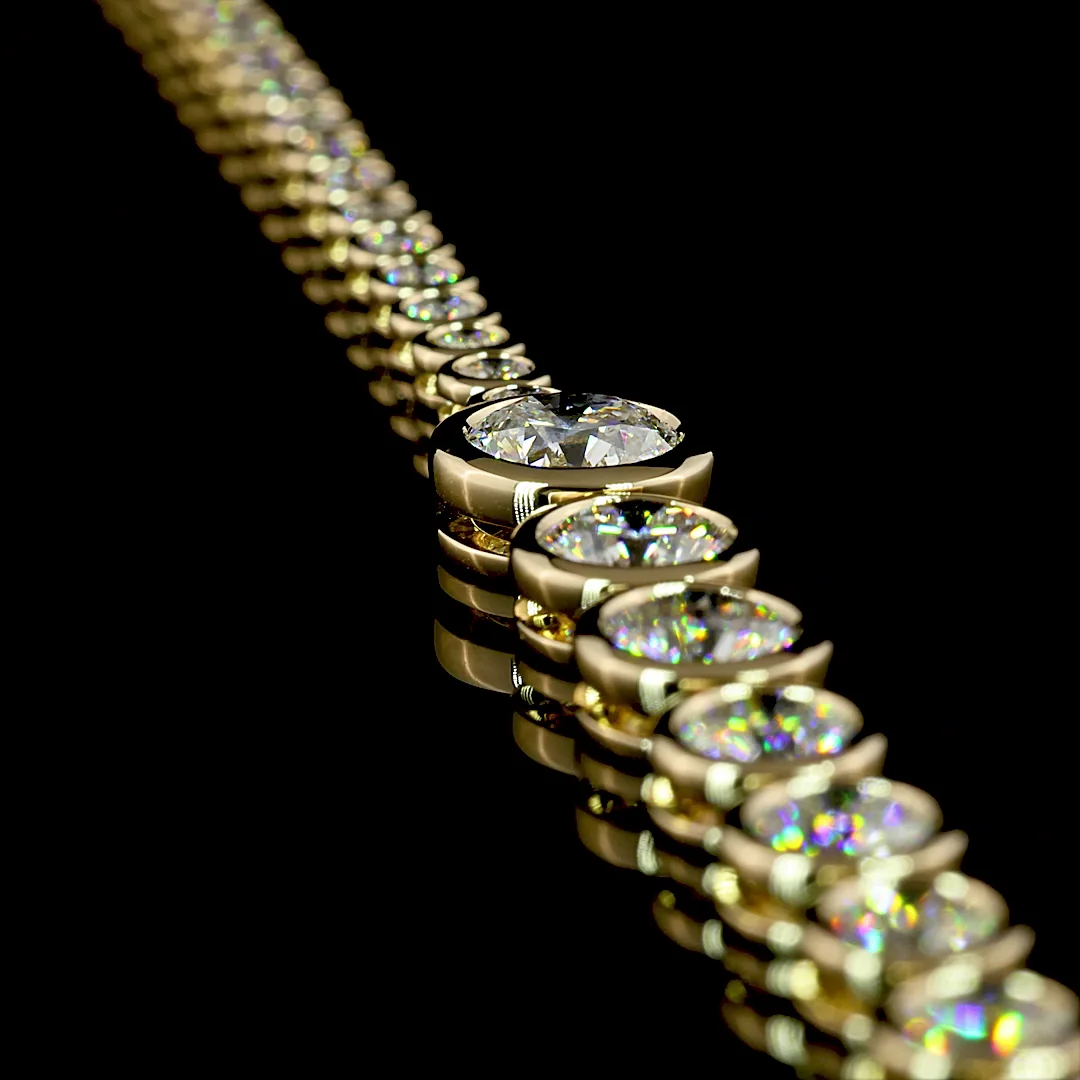 10.06 Cts 14k Yellow Gold Round Shape Riviera Necklace - Image 2