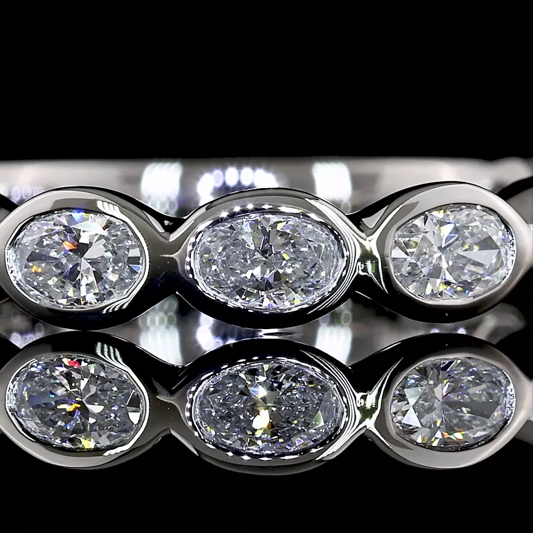 0.9 Cts Platinum Oval Shape 3/4 Band Eternity Band - Image 3