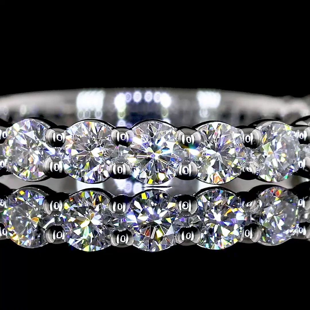0.64 Cts Platinum Round Shape 3/4 Band Eternity Band - Image 3