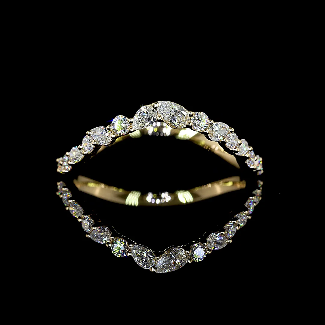 0.39 Cts 14k Yellow Gold Mix Shape Half Eternity Eternity Band - Video