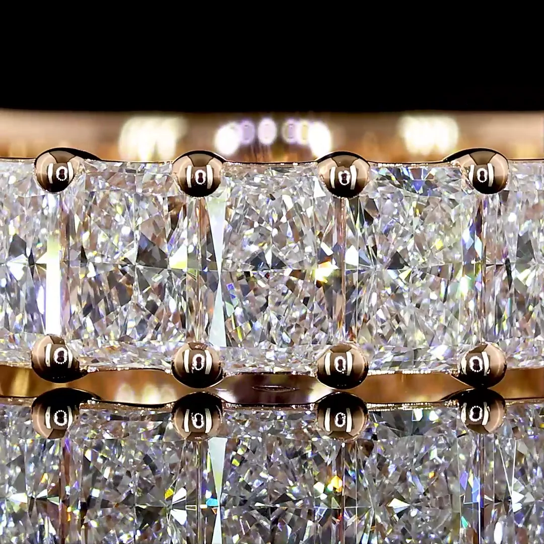 2.93 Cts 14k Rose Gold Radiant Shape 3/4 Band Eternity Band - Image 3