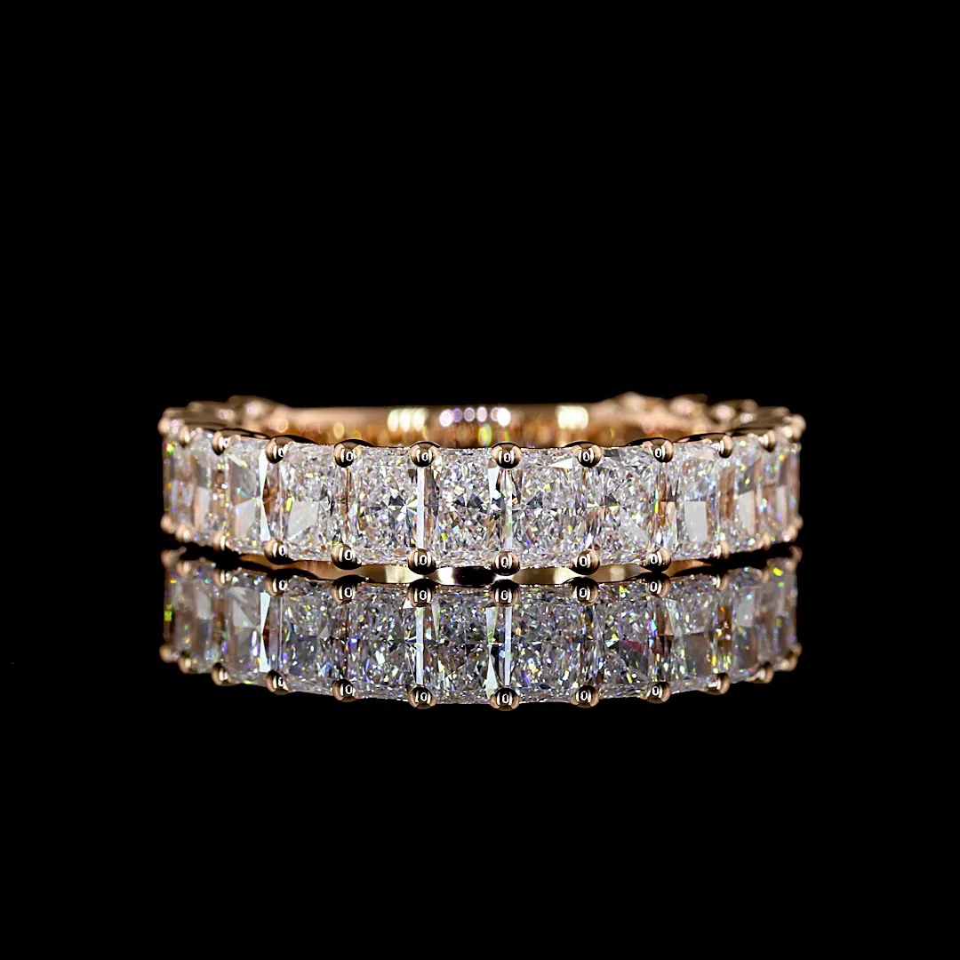 2.93 Cts 14k Rose Gold Radiant Shape 3/4 Band Eternity Band - Video