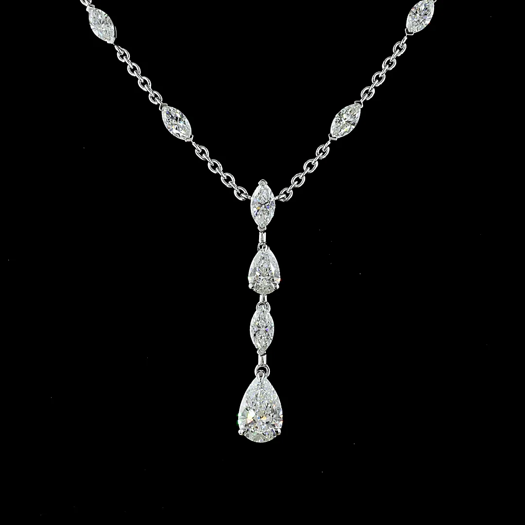 4.99 Cts 14k White Gold Mix Shape Special Necklace - Image 3