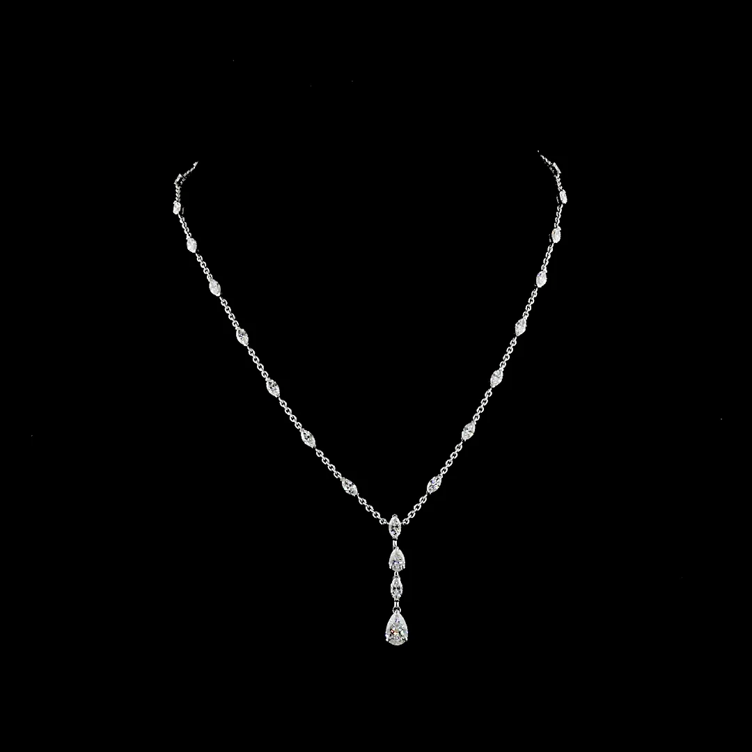 4.99 Cts 14k White Gold Mix Shape Special Necklace - Video