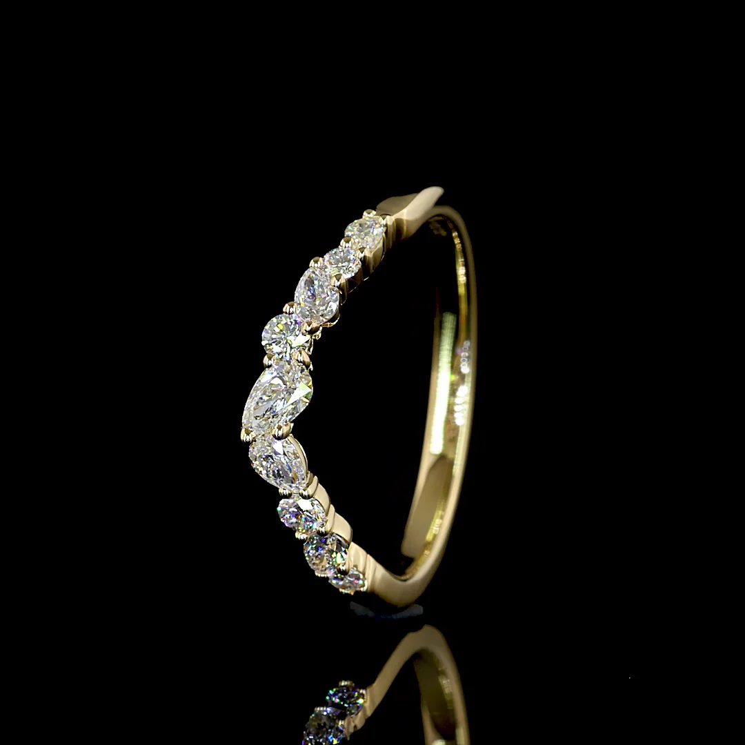 0.33 Cts 14k Yellow Gold Mix Shape 3/4 Band Eternity Band - Image 4
