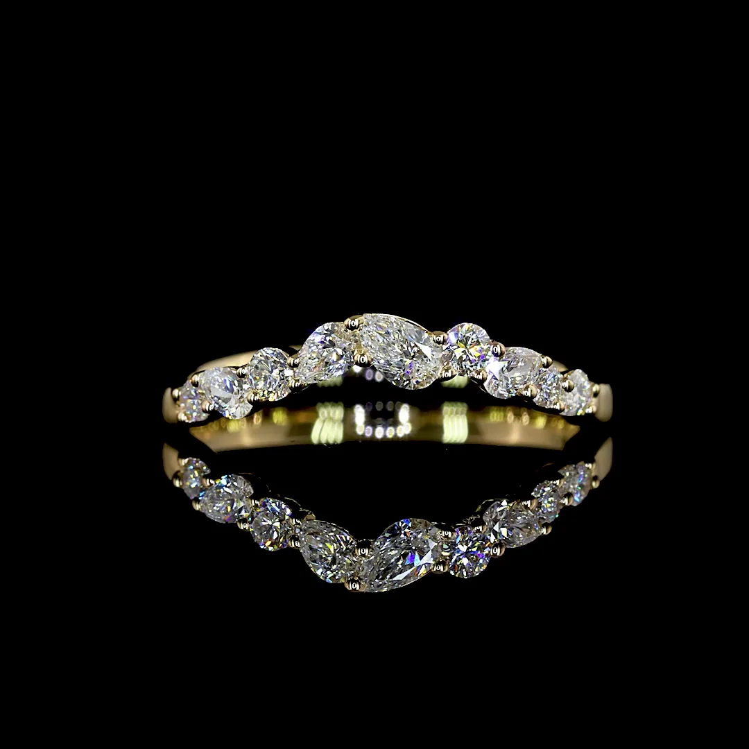 0.33 Cts 14k Yellow Gold Mix Shape 3/4 Band Eternity Band - Video