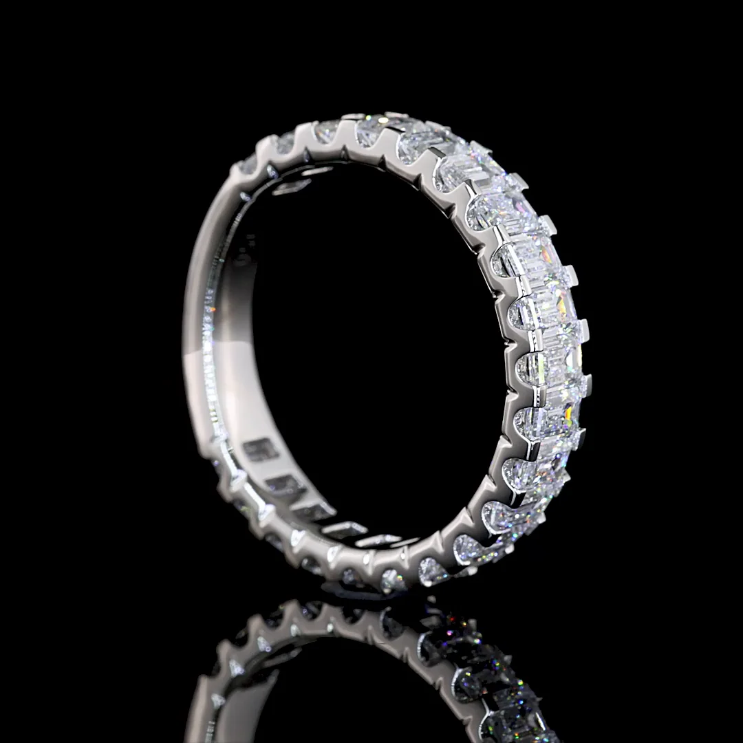 2.12 Cts Platinum Emerald Shape 3/4 Band Eternity Band - Image 2