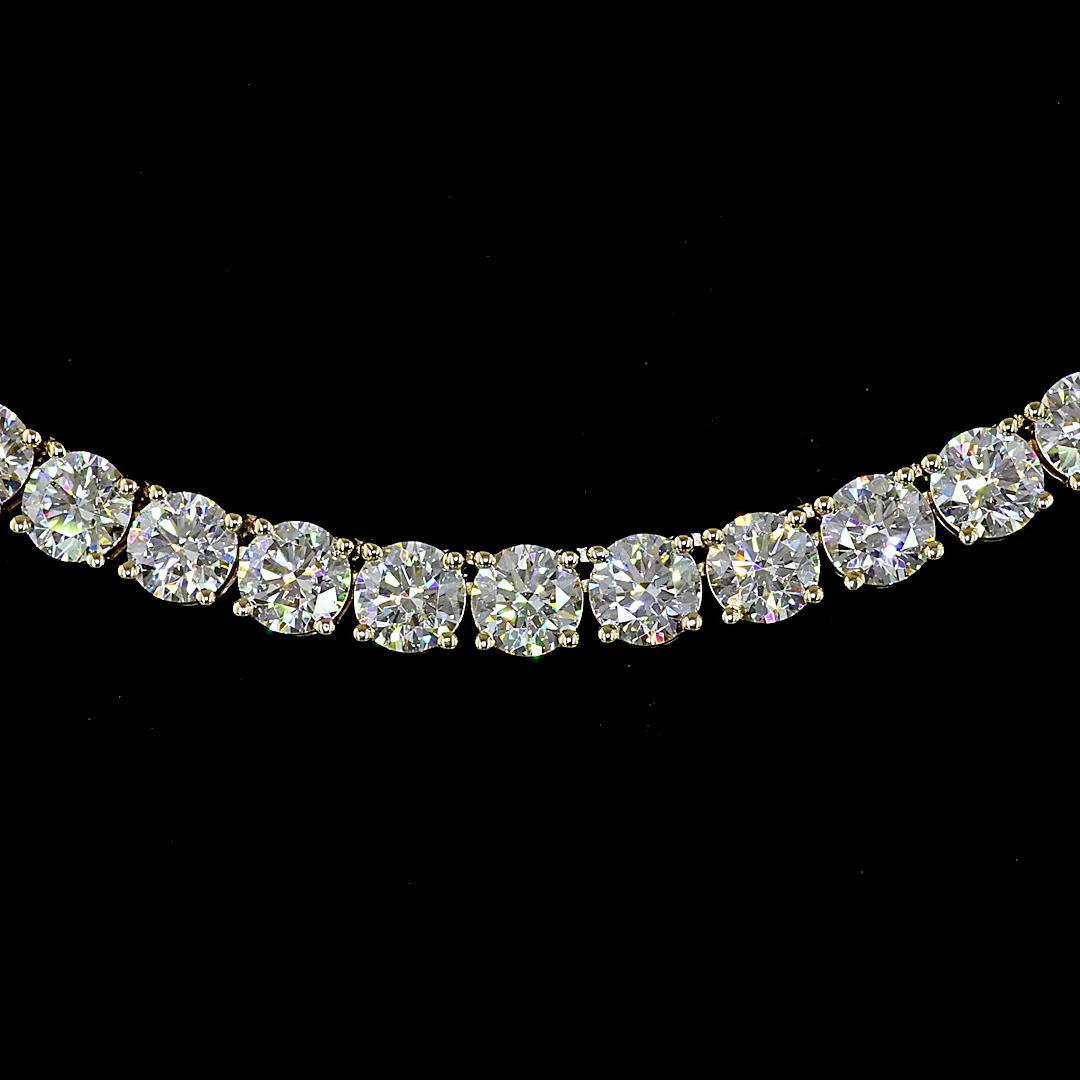 41.84 Cts 14k Yellow Gold Round Shape Tennis Necklace - Image 3
