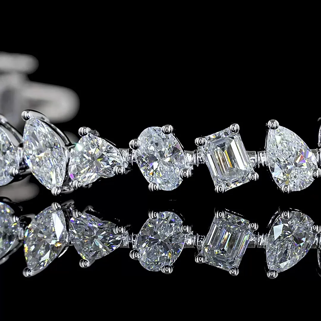 5.91 Cts 14k White Gold Mix Shape Station Bracelet - Image 2