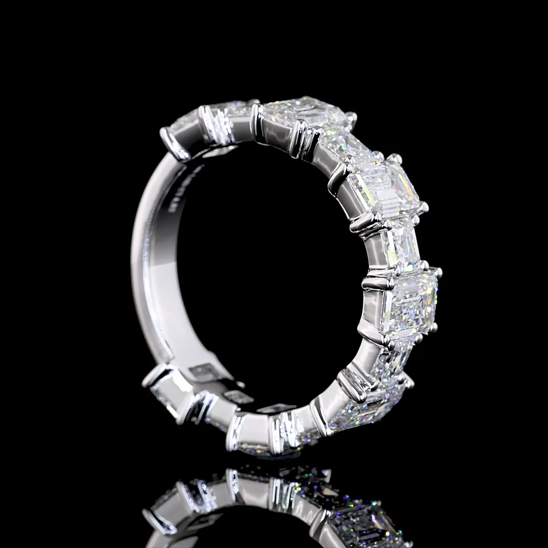 4.82 Cts 14k White Gold Mix Shape 3/4 Band Eternity Band - Image 2