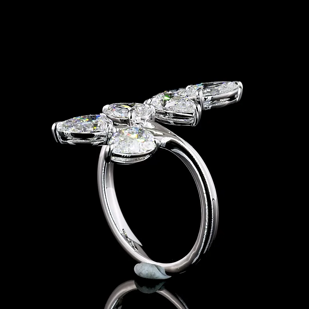 3.09 Cts 14k White Gold Pear Shape Special Ring - Image 2
