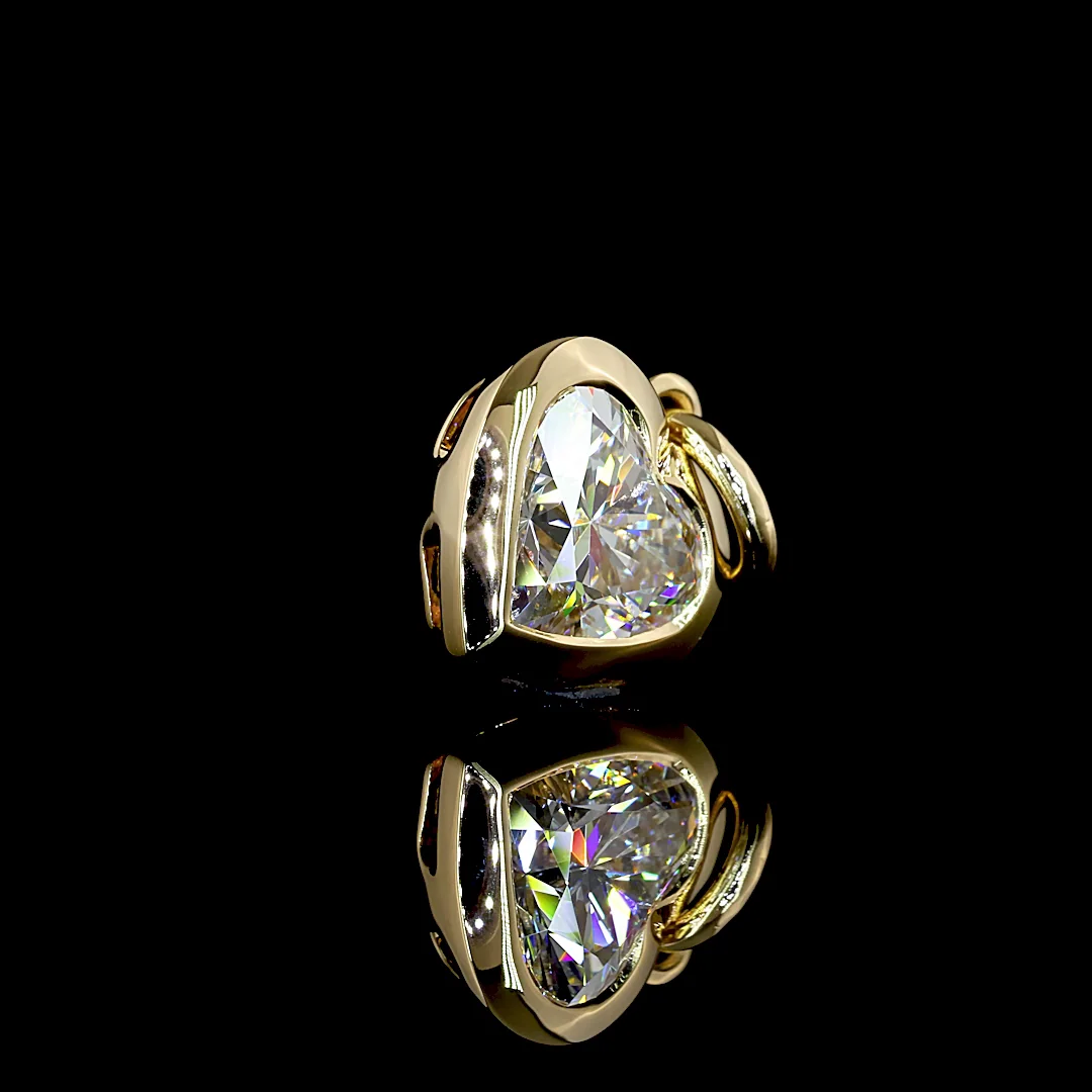 1.01 Cts 14k Yellow Gold Heart Shape Solitaire Pendant - Image 3