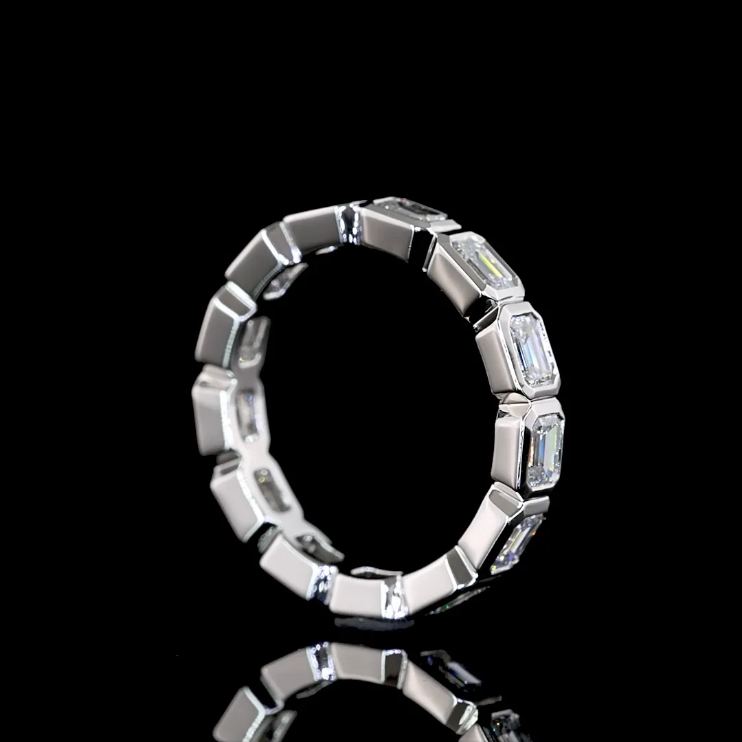 1.51 Cts Platinum Emerald Shape Eternity Band Eternity Band - Image 2