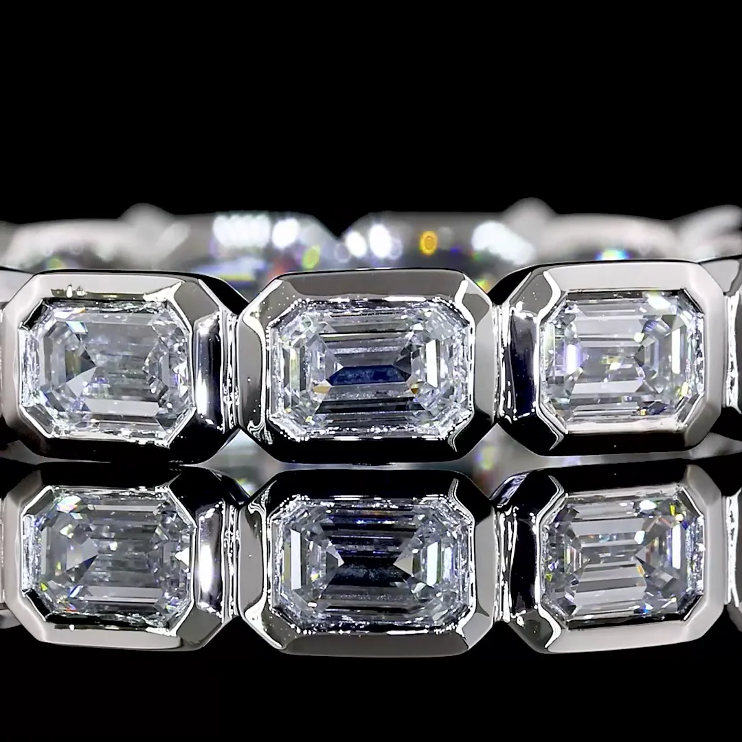 1.51 Cts Platinum Emerald Shape Eternity Band Eternity Band - Image 3