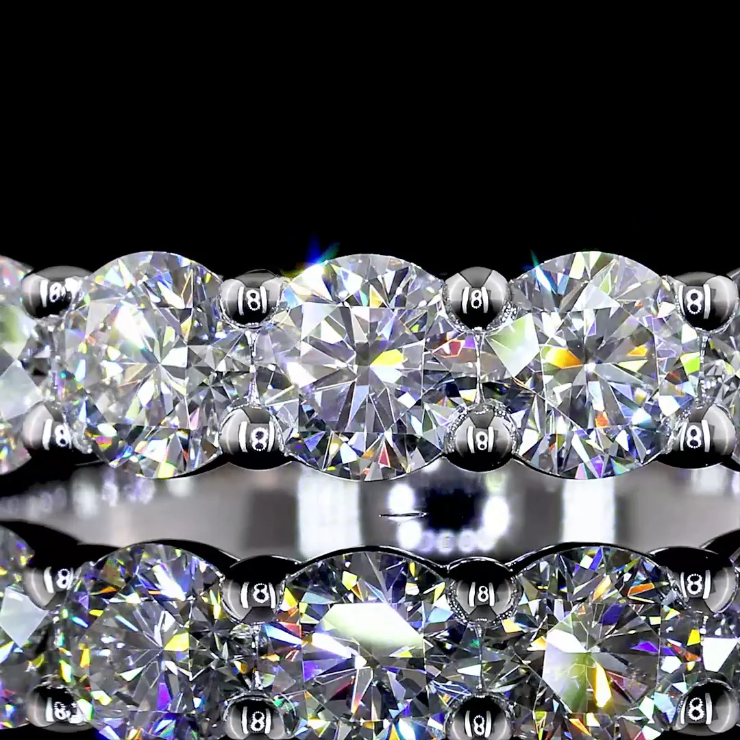 1.99 Cts 14k White Gold Round Shape Half Eternity Eternity Band - Image 3