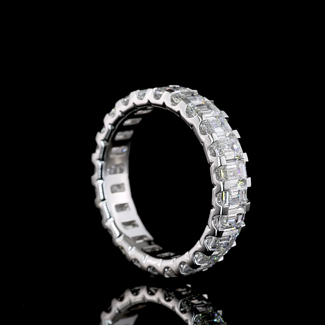 2.83 Cts 14k White Gold Emerald Shape Eternity Band Eternity Band - Image 2
