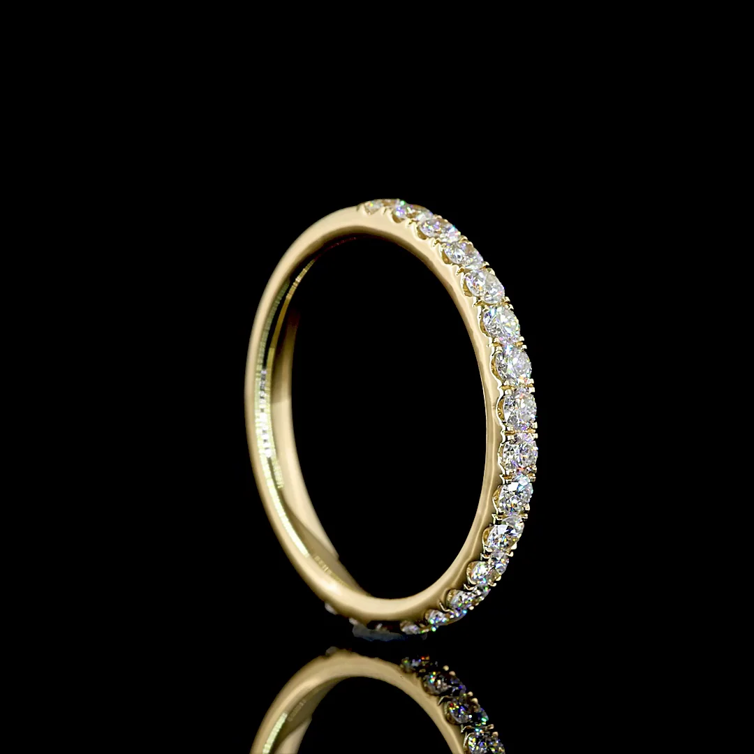 0.48 Cts 14k Yellow Gold Round Shape Half Eternity Eternity Band - Image 2