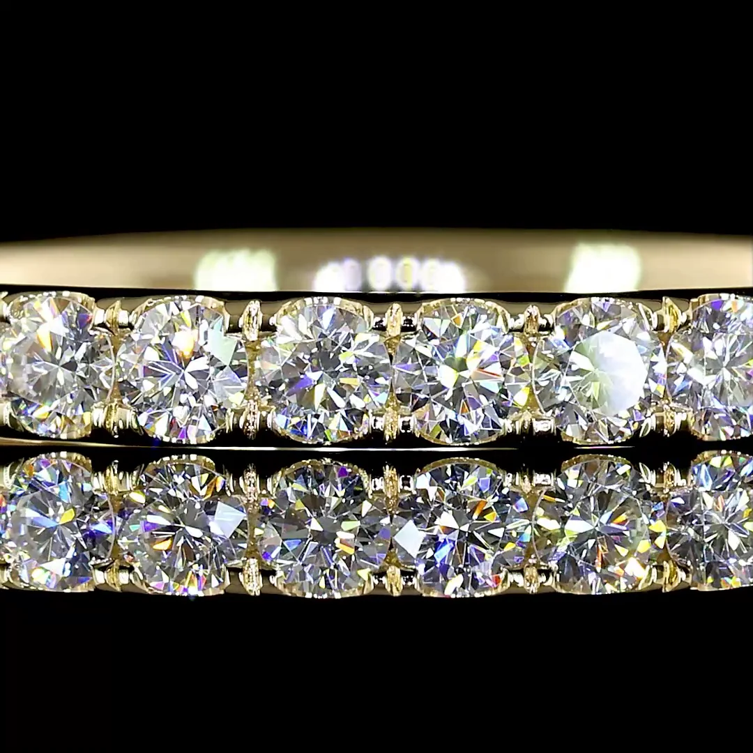 0.48 Cts 14k Yellow Gold Round Shape Half Eternity Eternity Band - Image 3