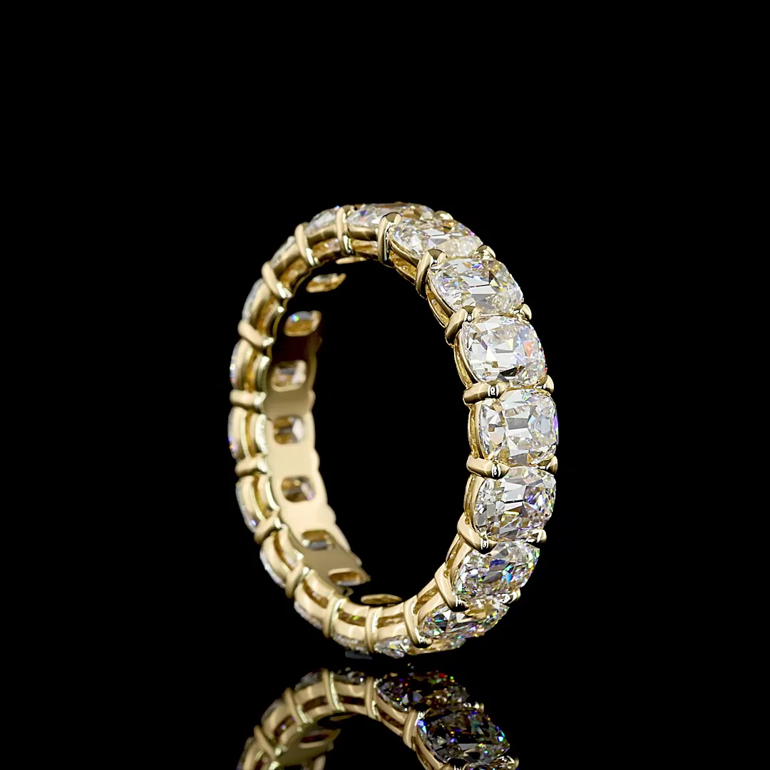 8.05 Cts 14k Yellow Gold Antique Cushion Shape Eternity Band Eternity Band - Image 2