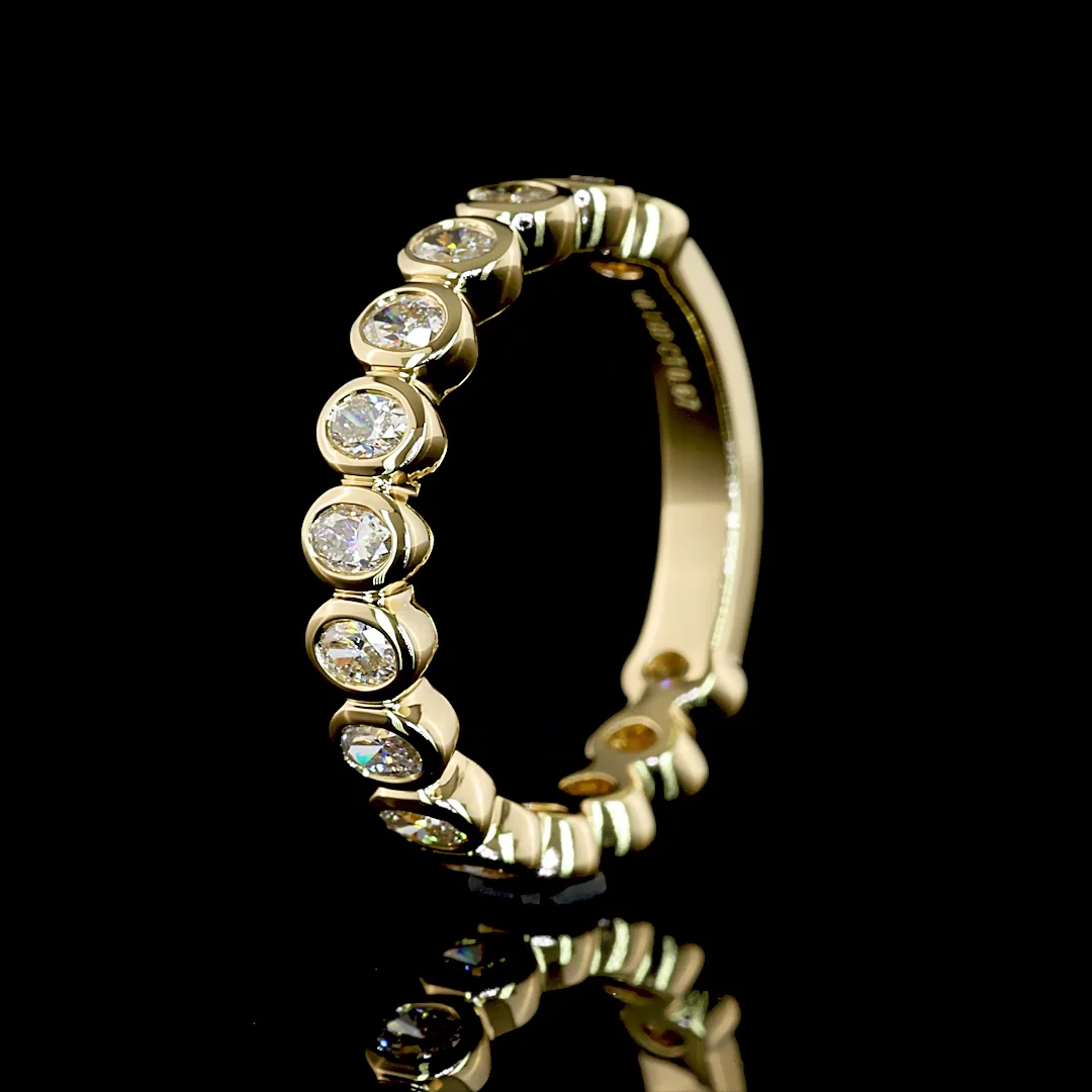 0.67 Cts 14k Yellow Gold Oval Shape 3/4 Band Eternity Band - Image 4