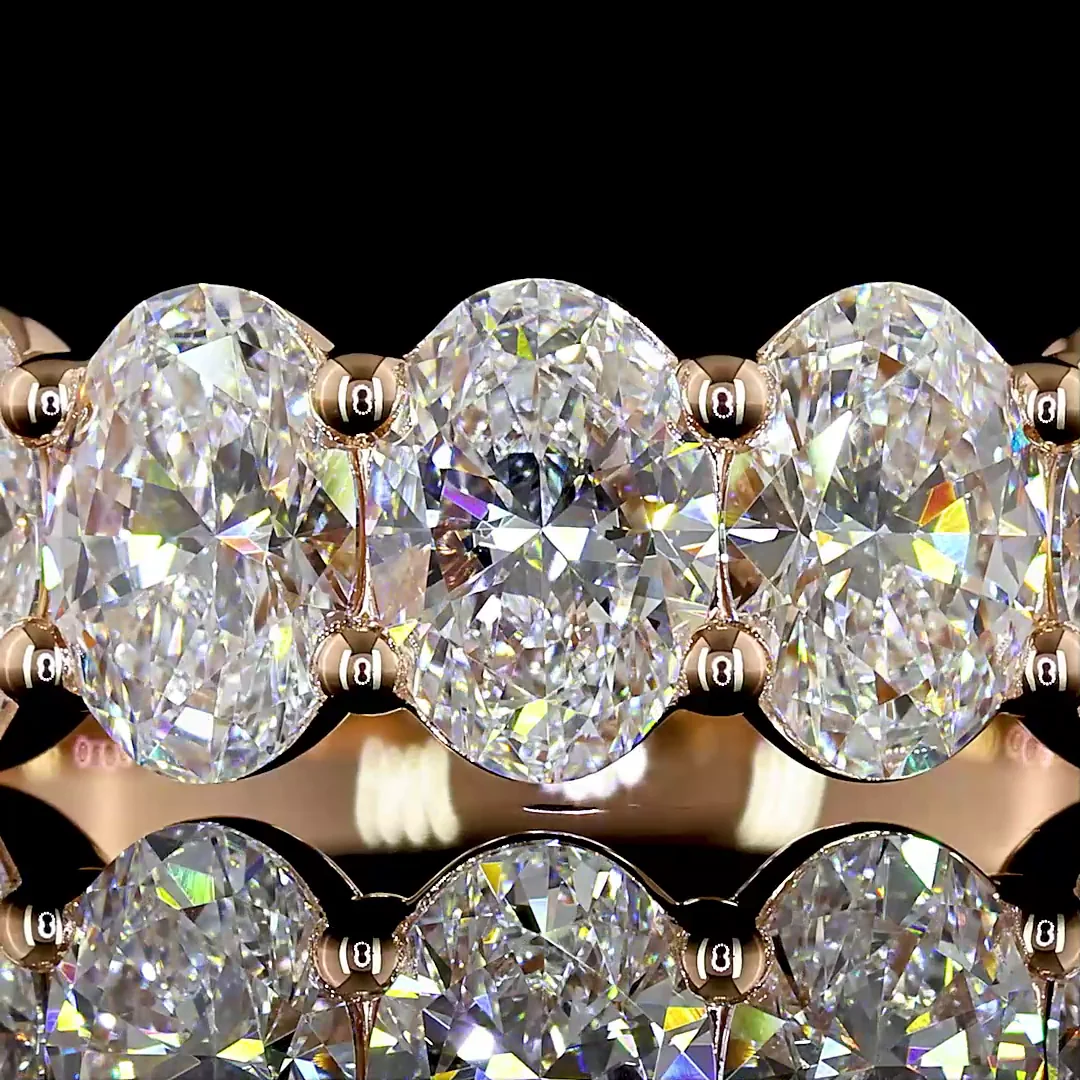 2.1 Cts 14k Rose Gold Oval Shape 5 Stones Eternity Band - Image 3