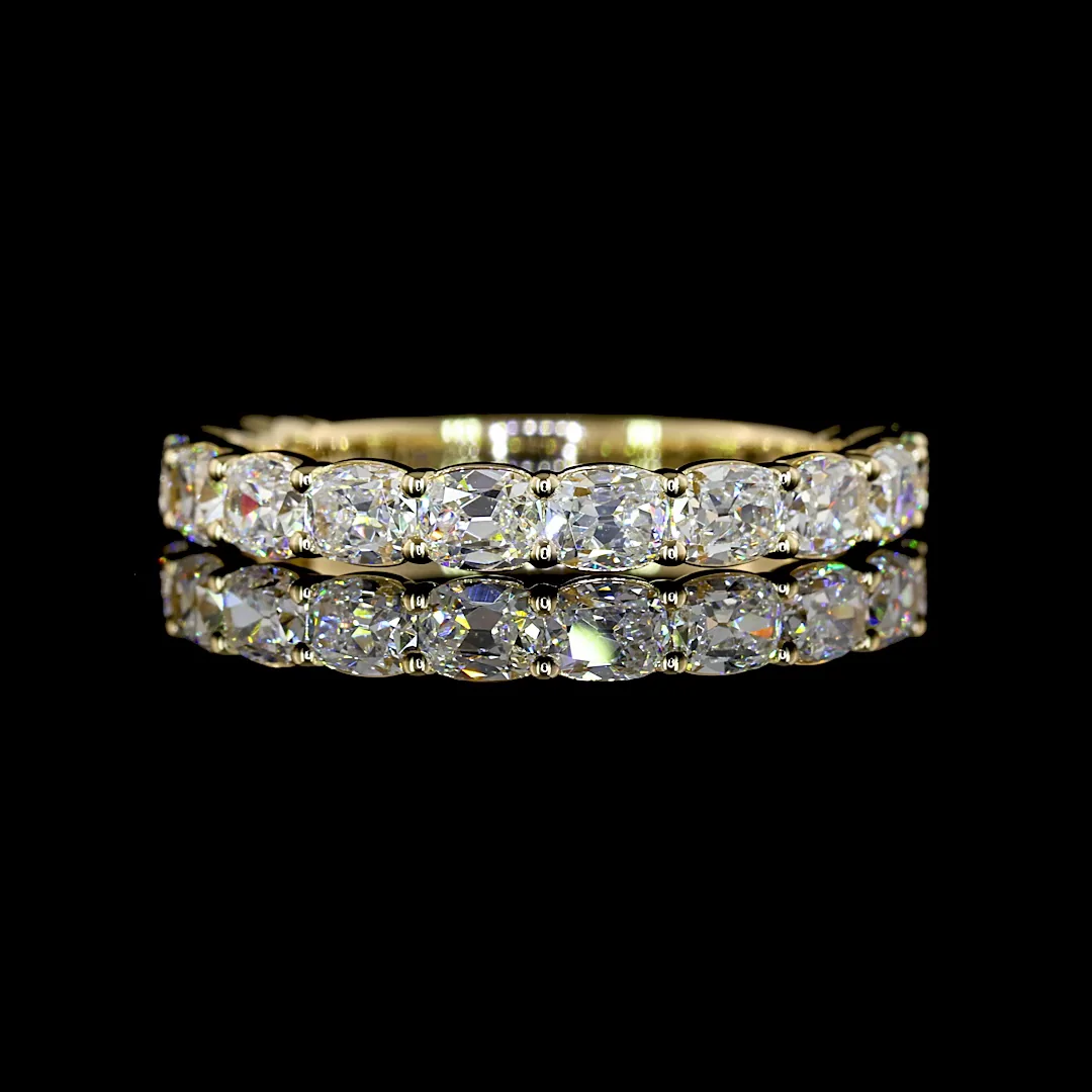 1.51 Cts 14k Yellow Gold Antique Cushion Shape 3/4 Band Eternity Band - Video