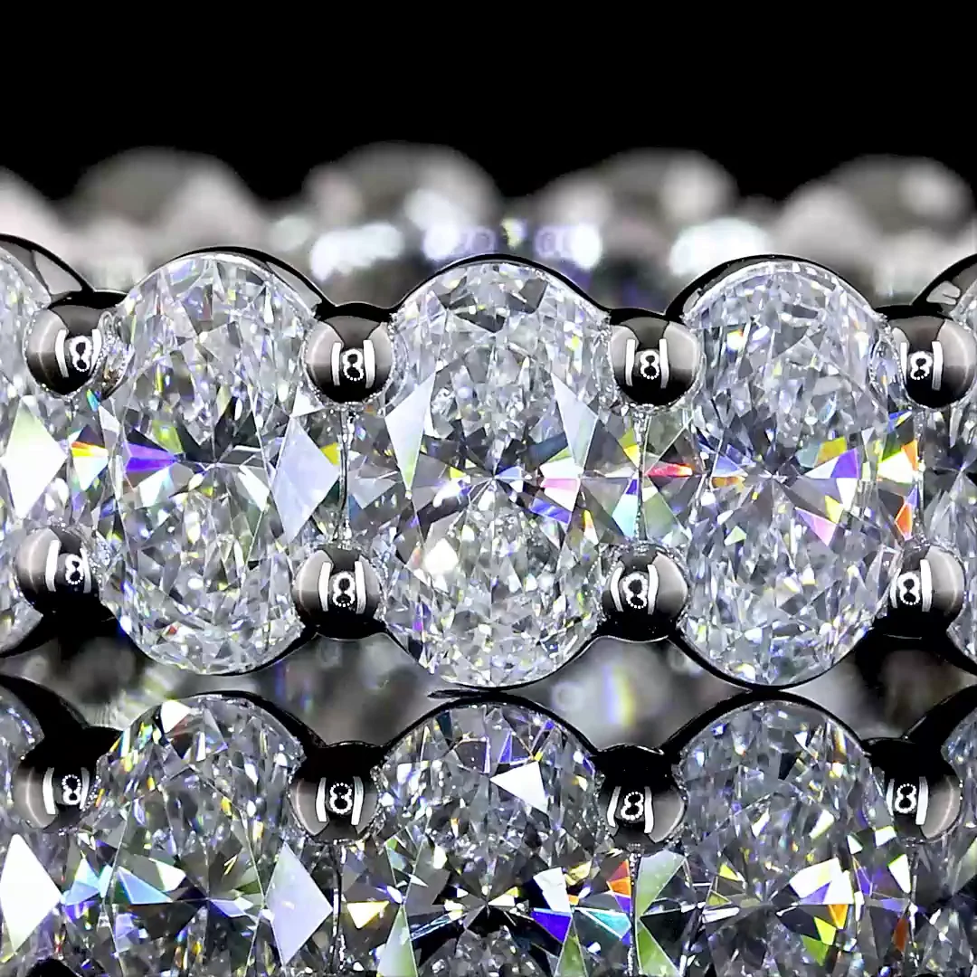 3.24 Cts Platinum Oval Shape Eternity Band Eternity Band - Image 3