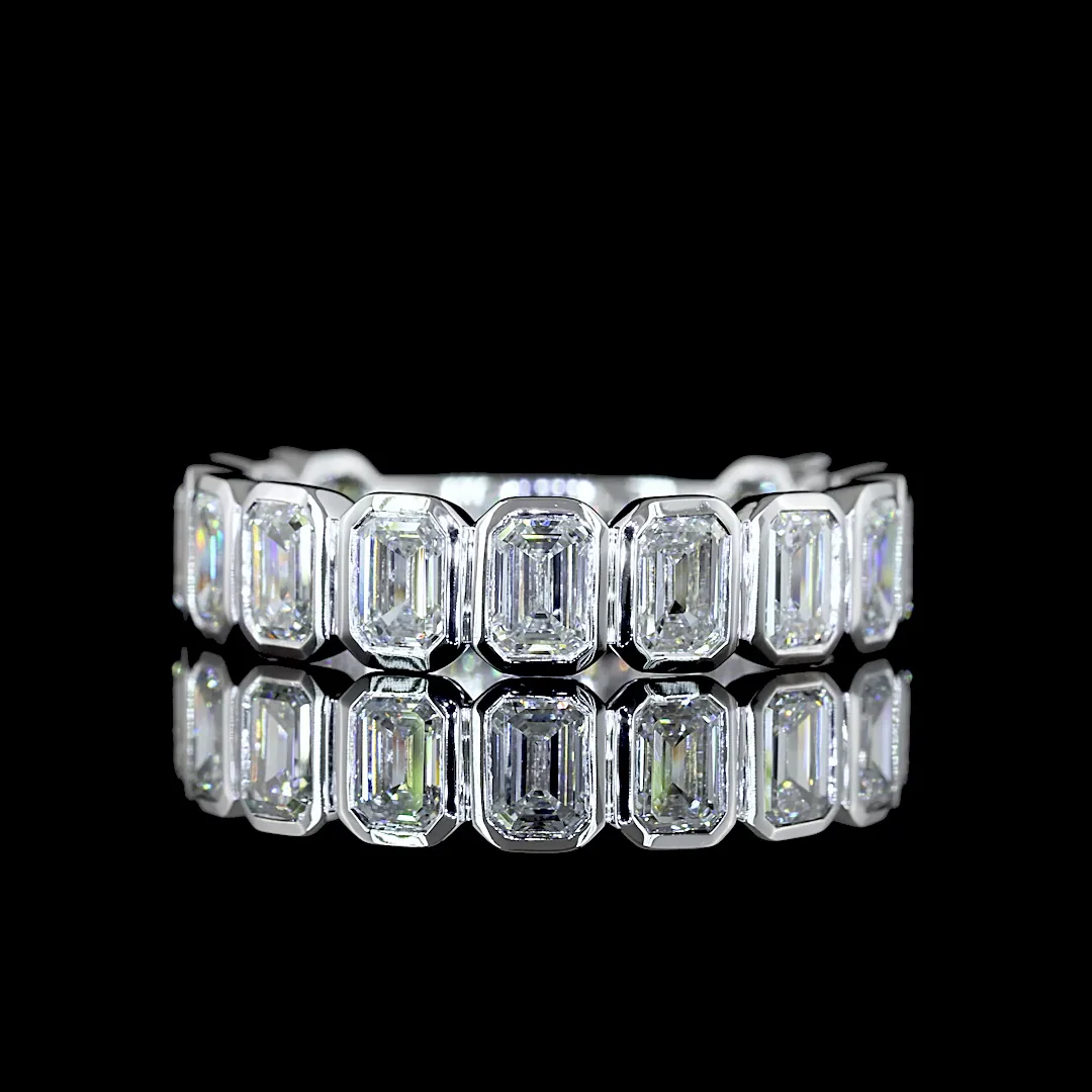 2.06 Cts 14k White Gold Emerald Shape 3/4 Band Eternity Band - Video
