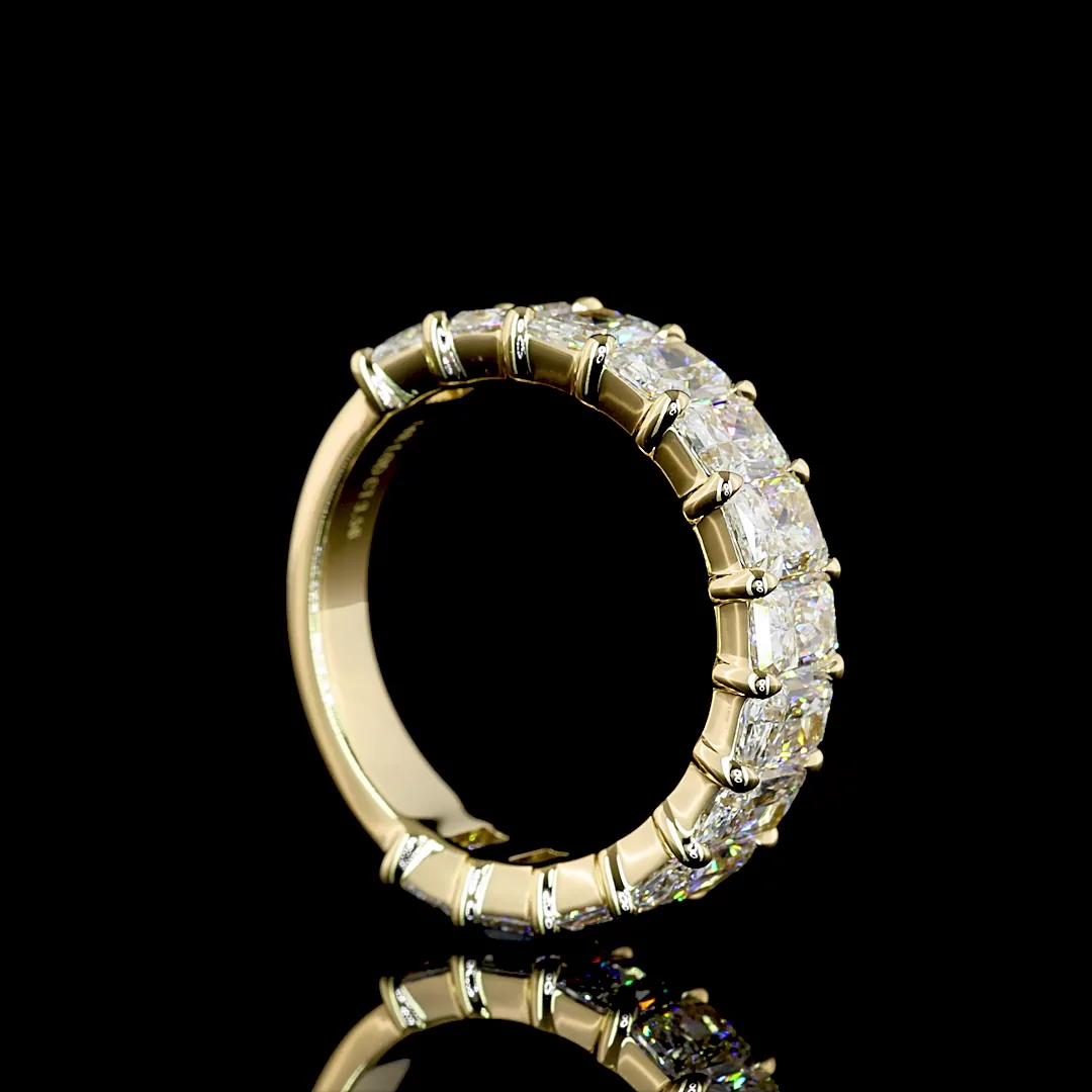 3.56 Cts 14k Yellow Gold Radiant Shape 3/4 Band Eternity Band - Image 2