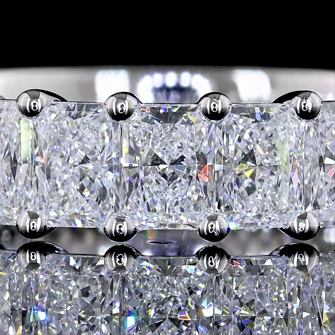 2.48 Cts 14k White Gold Radiant Shape 3/4 Band Eternity Band - Image 3