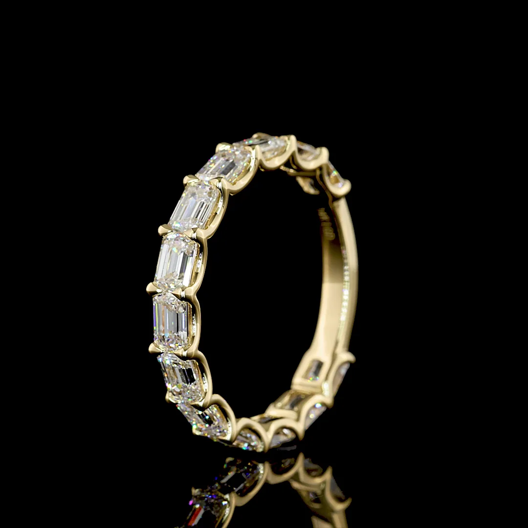 2.59 Cts 14k Yellow Gold Emerald Shape 3/4 Band Eternity Band - Image 4