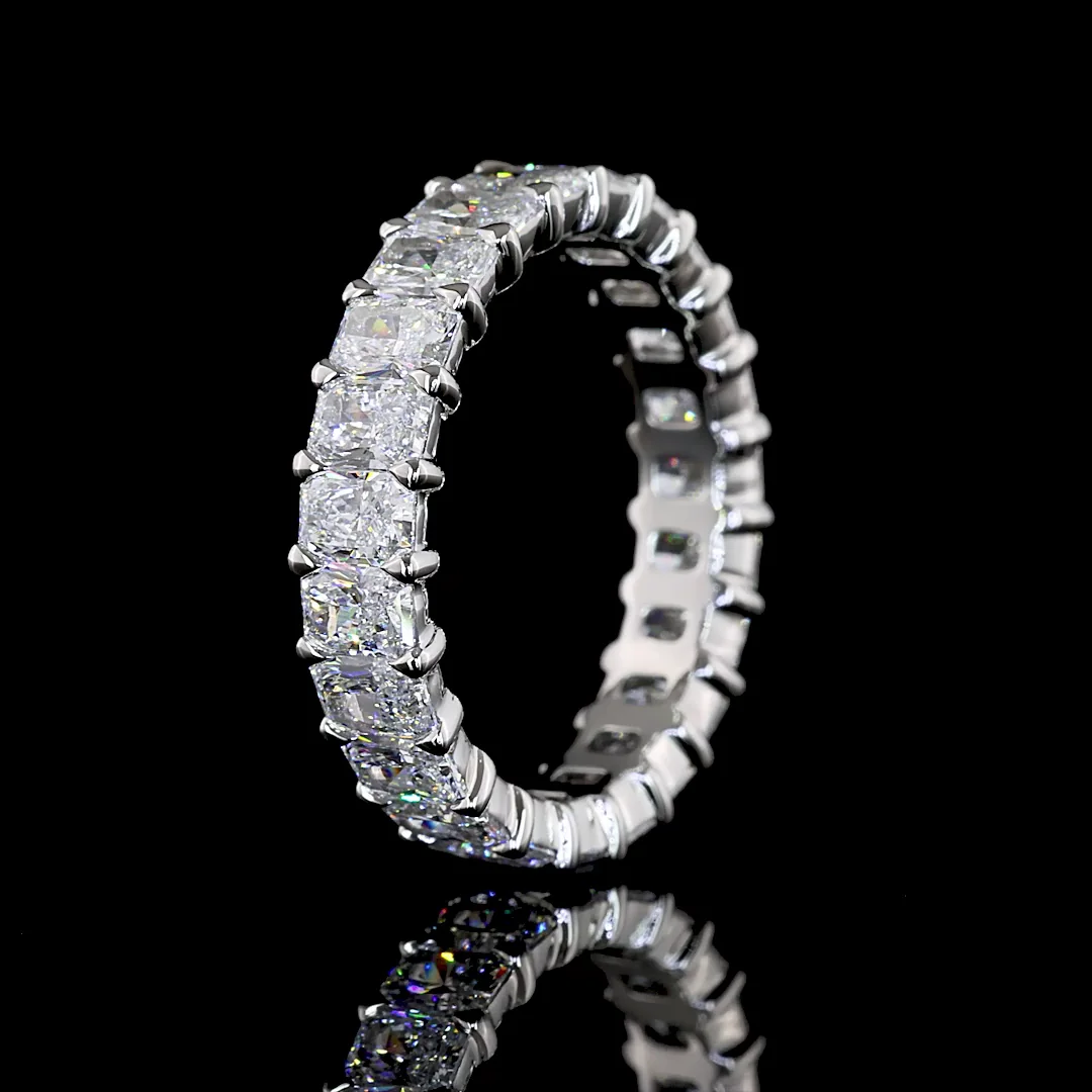 3.45 Cts Platinum Radiant Shape Eternity Band Eternity Band - Image 4