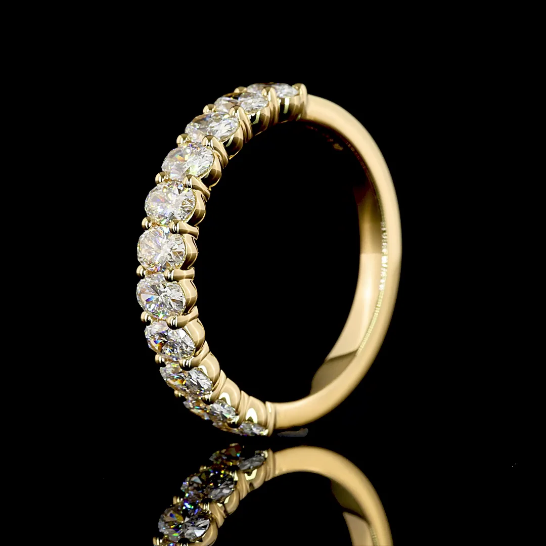 1.1 Cts 18k Yellow Gold Oval Shape Half Eternity Eternity Band - Image 4