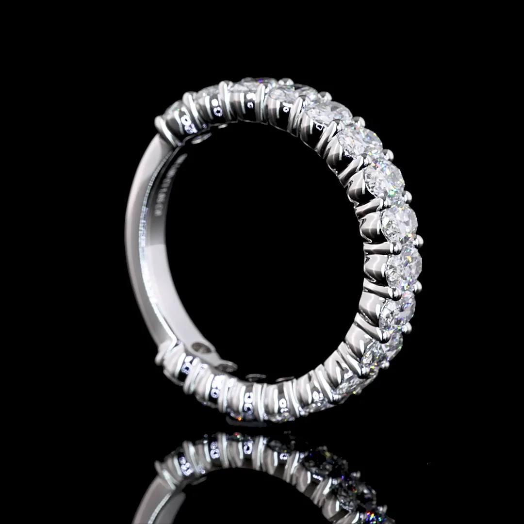 1.65 Cts 18k White Gold Oval Shape 3/4 Band Eternity Band - Image 2