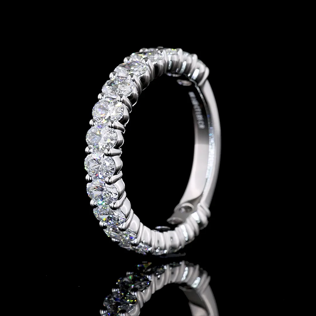 1.65 Cts 18k White Gold Oval Shape 3/4 Band Eternity Band - Image 4
