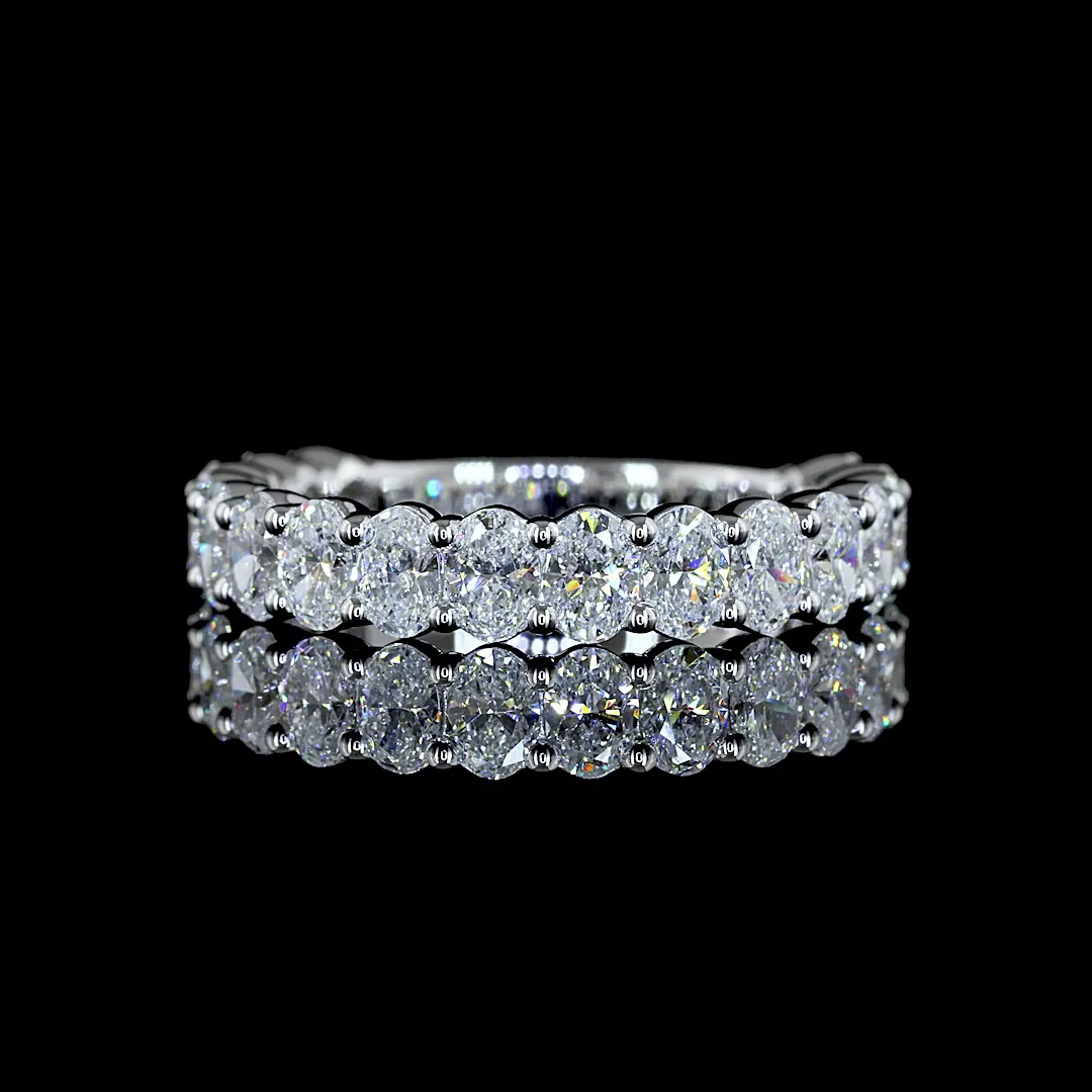 1.65 Cts 18k White Gold Oval Shape 3/4 Band Eternity Band - Video