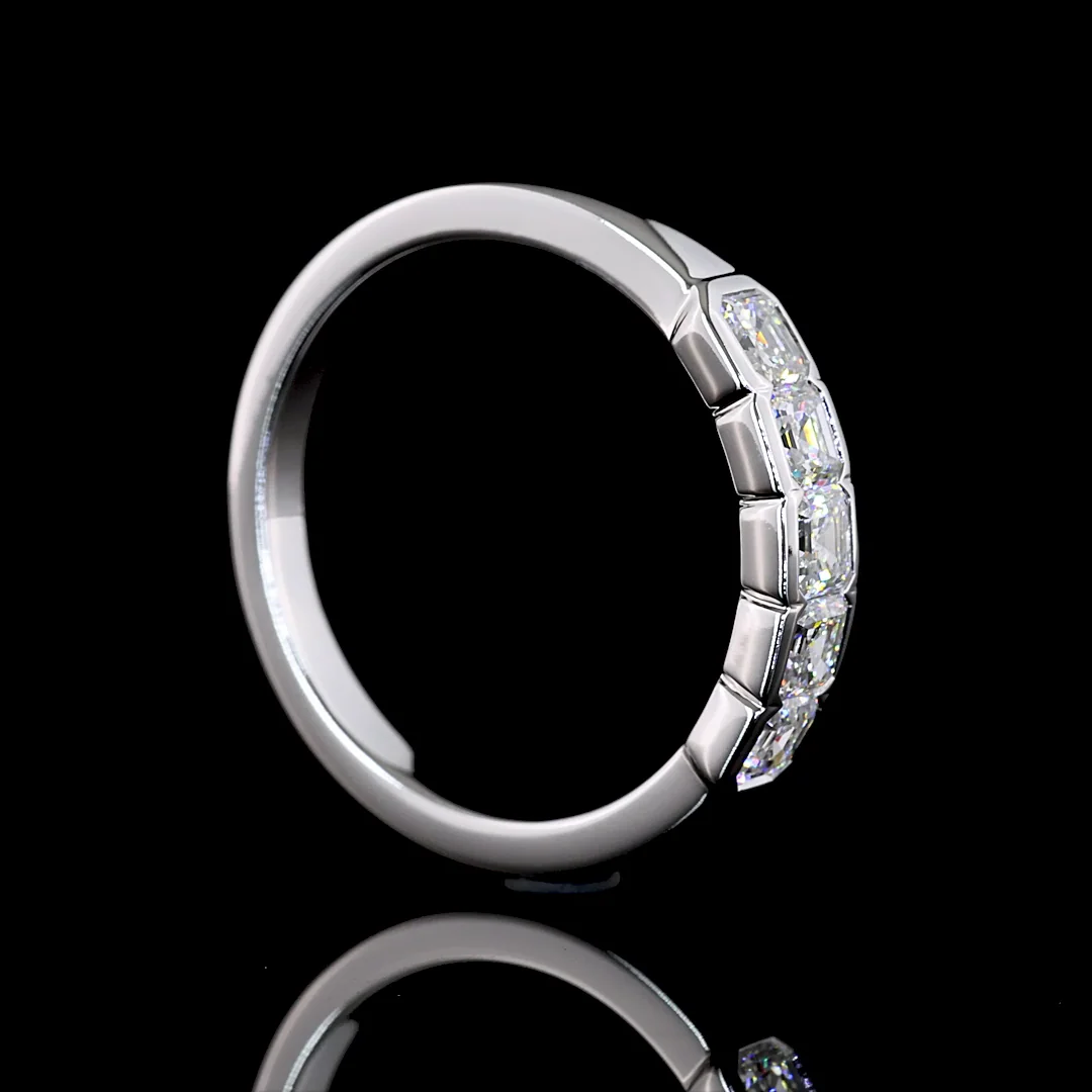 1.05 Cts 18k White Gold Asscher Shape 5 Stones Eternity Band - Image 2