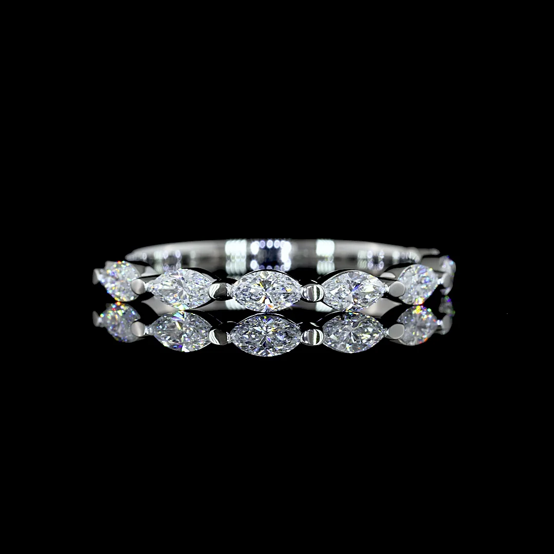 0.59 Cts Platinum Marquise Shape Half Eternity Eternity Band - Video