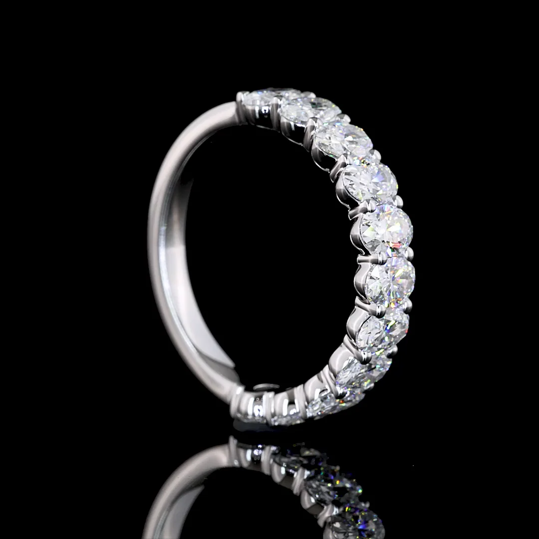 1.77 Cts 14k White Gold Oval Shape Half Eternity Eternity Band - Image 2