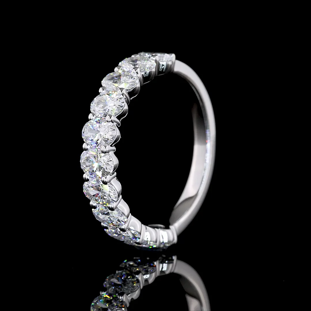 1.77 Cts 14k White Gold Oval Shape Half Eternity Eternity Band - Image 4