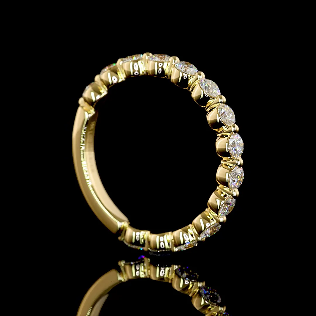 0.87 Cts 18k Yellow Gold Round Shape 3/4 Band Eternity Band - Image 4