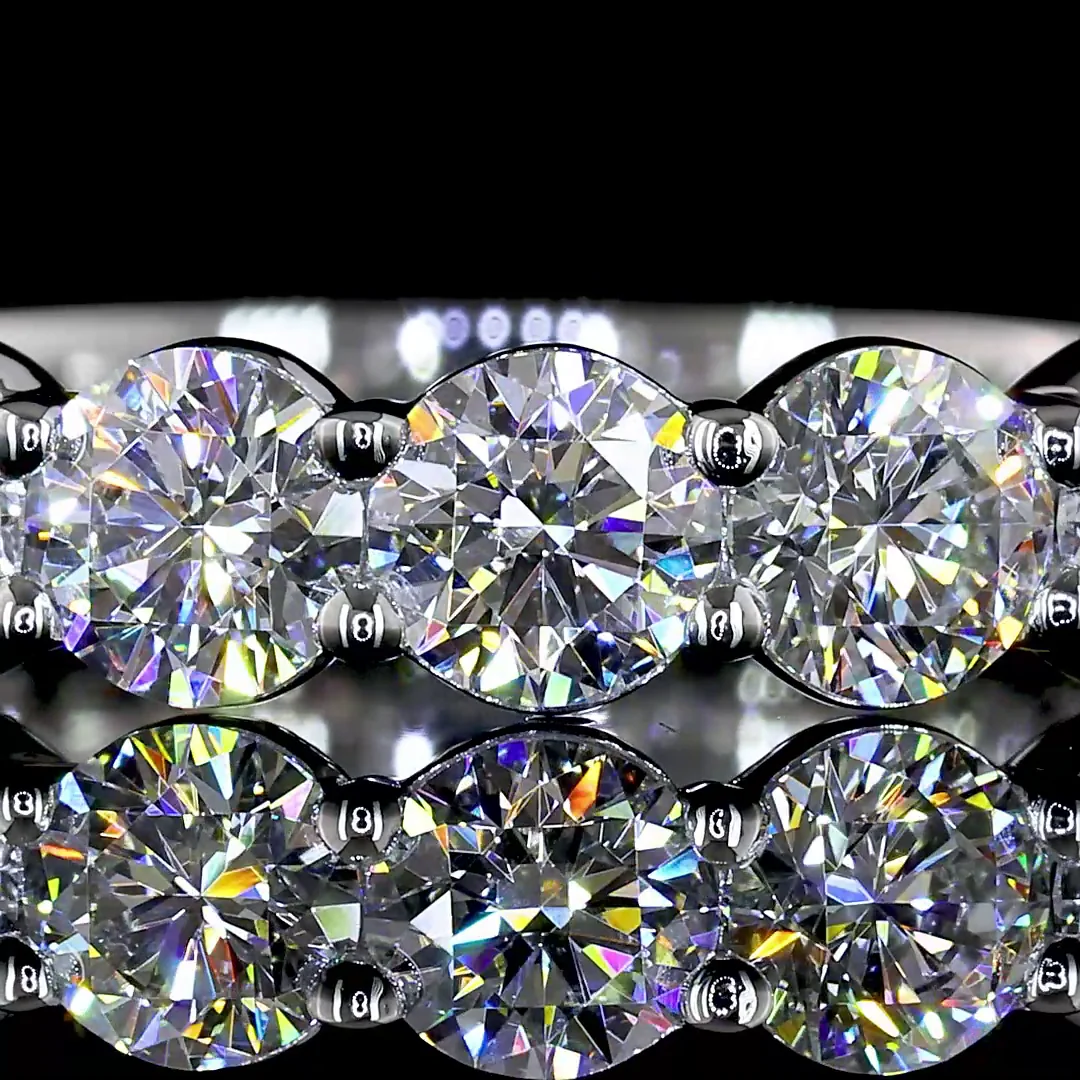 1.8 Cts Platinum Round Shape 3/4 Band Eternity Band - Image 3