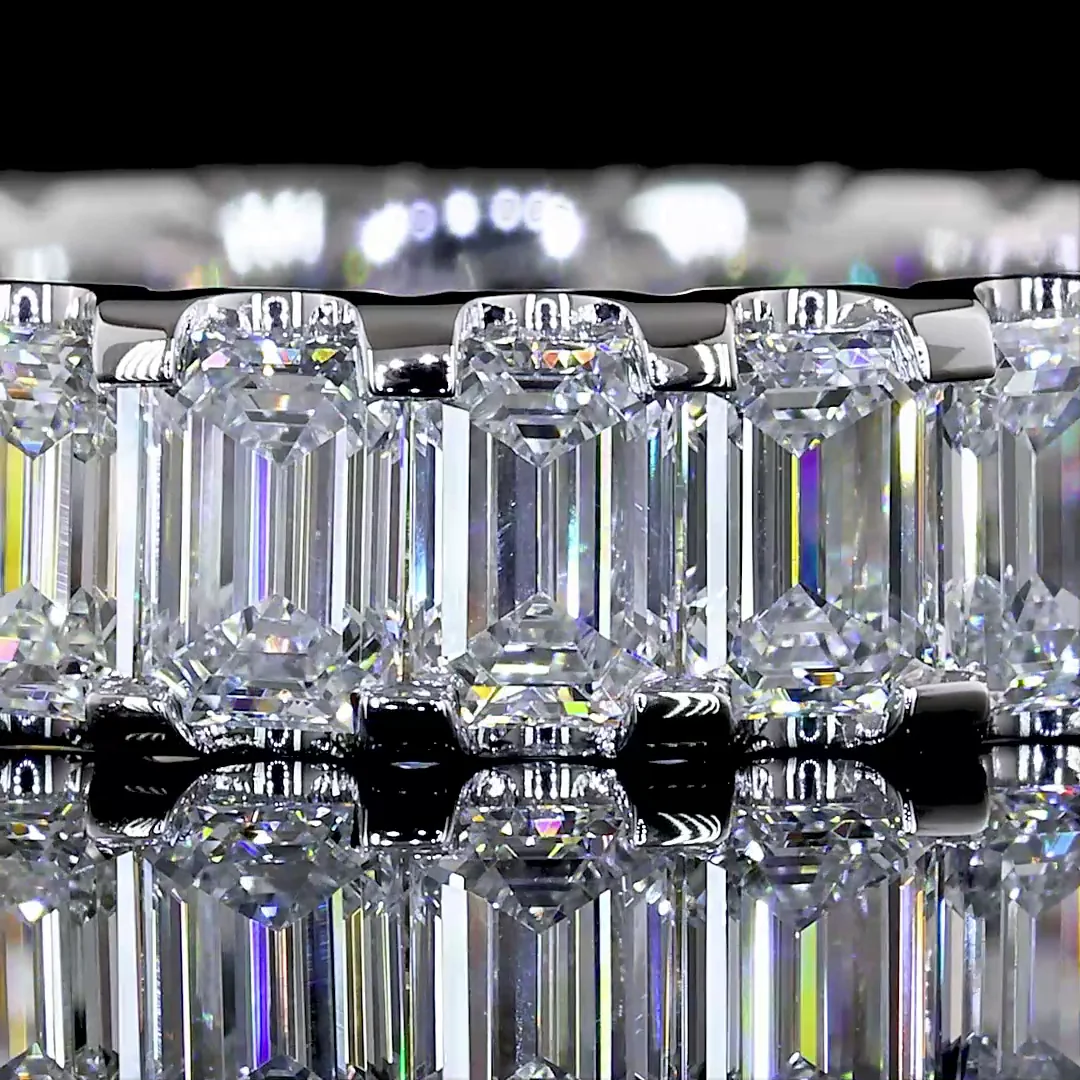 3.51 Cts 14k White Gold Emerald Shape Eternity Band Eternity Band - Image 3