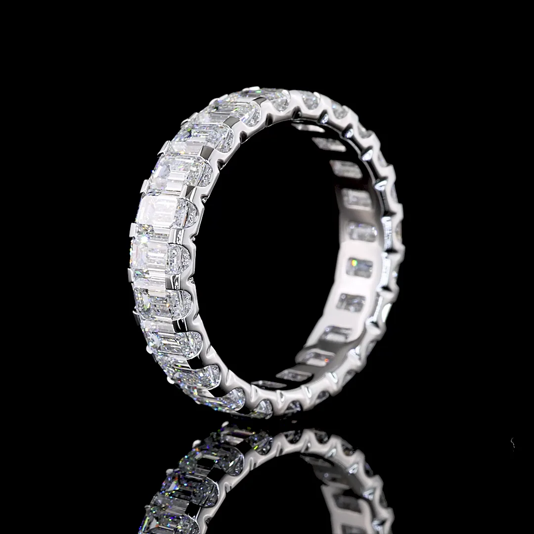 3.51 Cts 14k White Gold Emerald Shape Eternity Band Eternity Band - Image 4