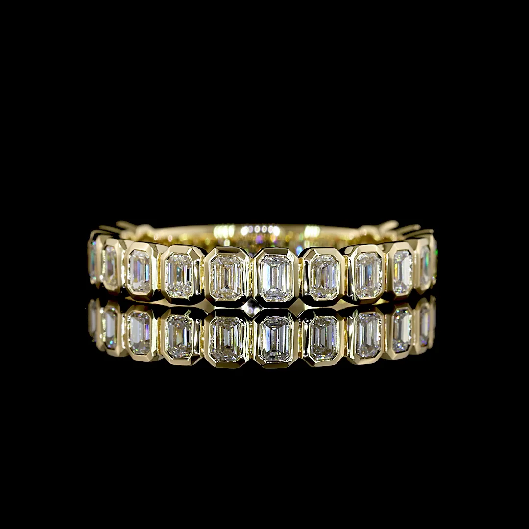 0.94 Cts 14k Yellow Gold Emerald Shape 3/4 Band Eternity Band - Video