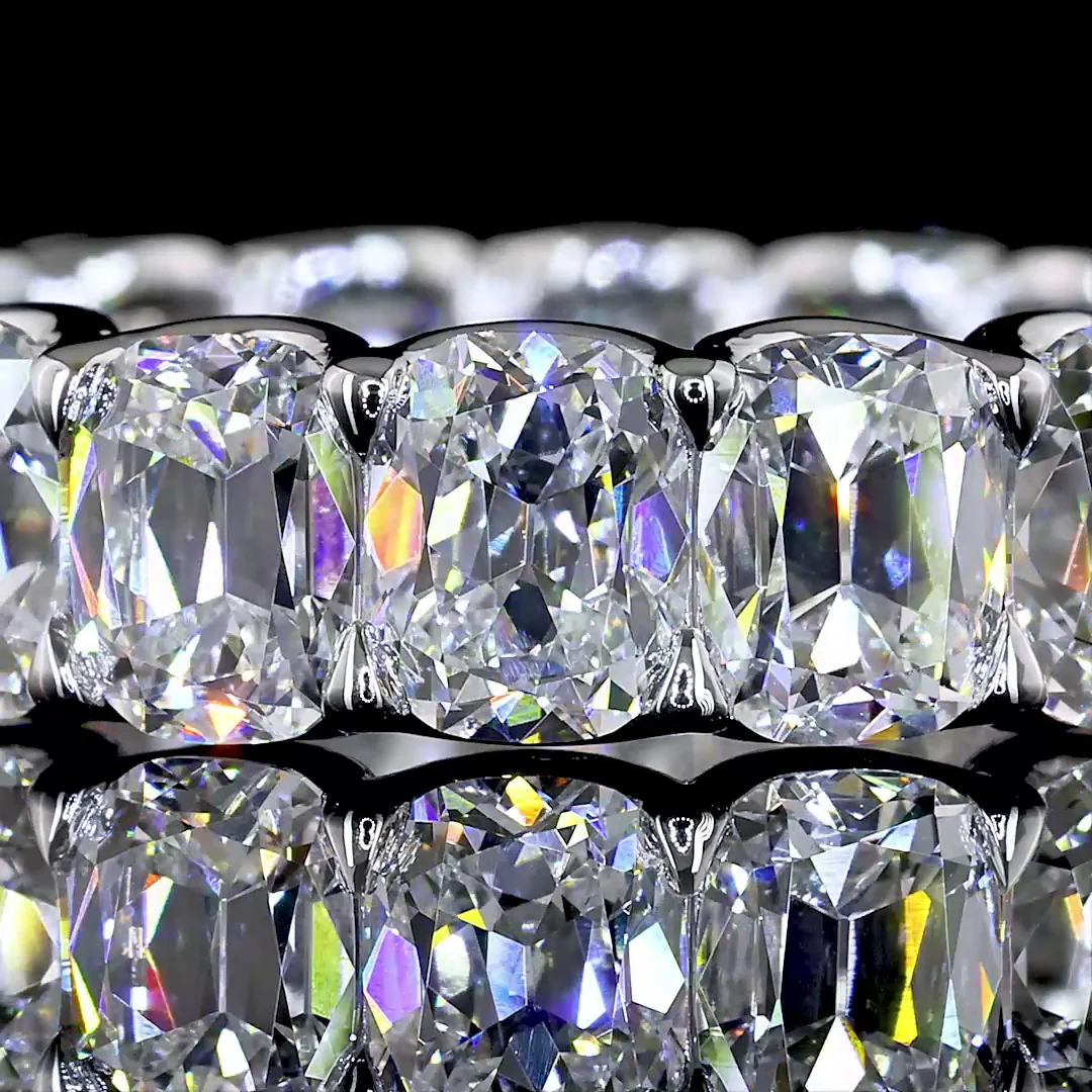 6.31 Cts 14k White Gold Antique Cushion Shape Eternity Band Eternity Band - Image 3